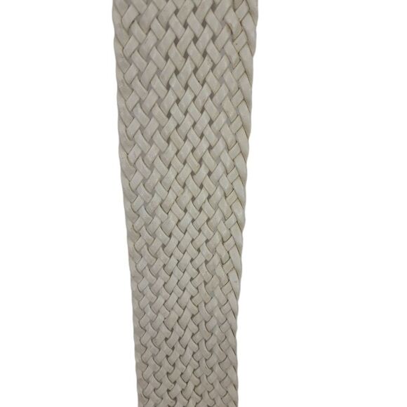 White Country Braided Basket Weaved Wide O-ring Belt 2.5" Wide Size M 34" - Picture 4 of 10